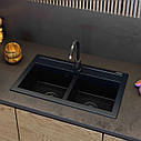 Кухонна мийка GRANITAN DUET BLACK чорна з білим вкрапленням *, фото 2
