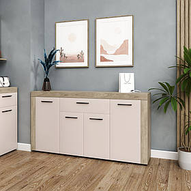 Комод 4д1ш 160 Хелен Дуб Білий / Сатин Світ Меблів