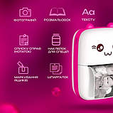 Принтер дитячий для телефона з термодруком Mini printer рожевий, фото 5
