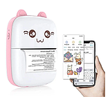 Принтер дитячий для телефона з термодруком Mini printer рожевий, фото 4