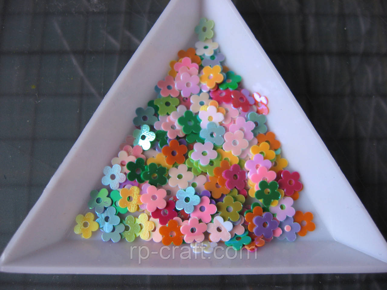 166. Упаковка паєток. Квіти, 5 мм, 5 грам, мікс, фото 1