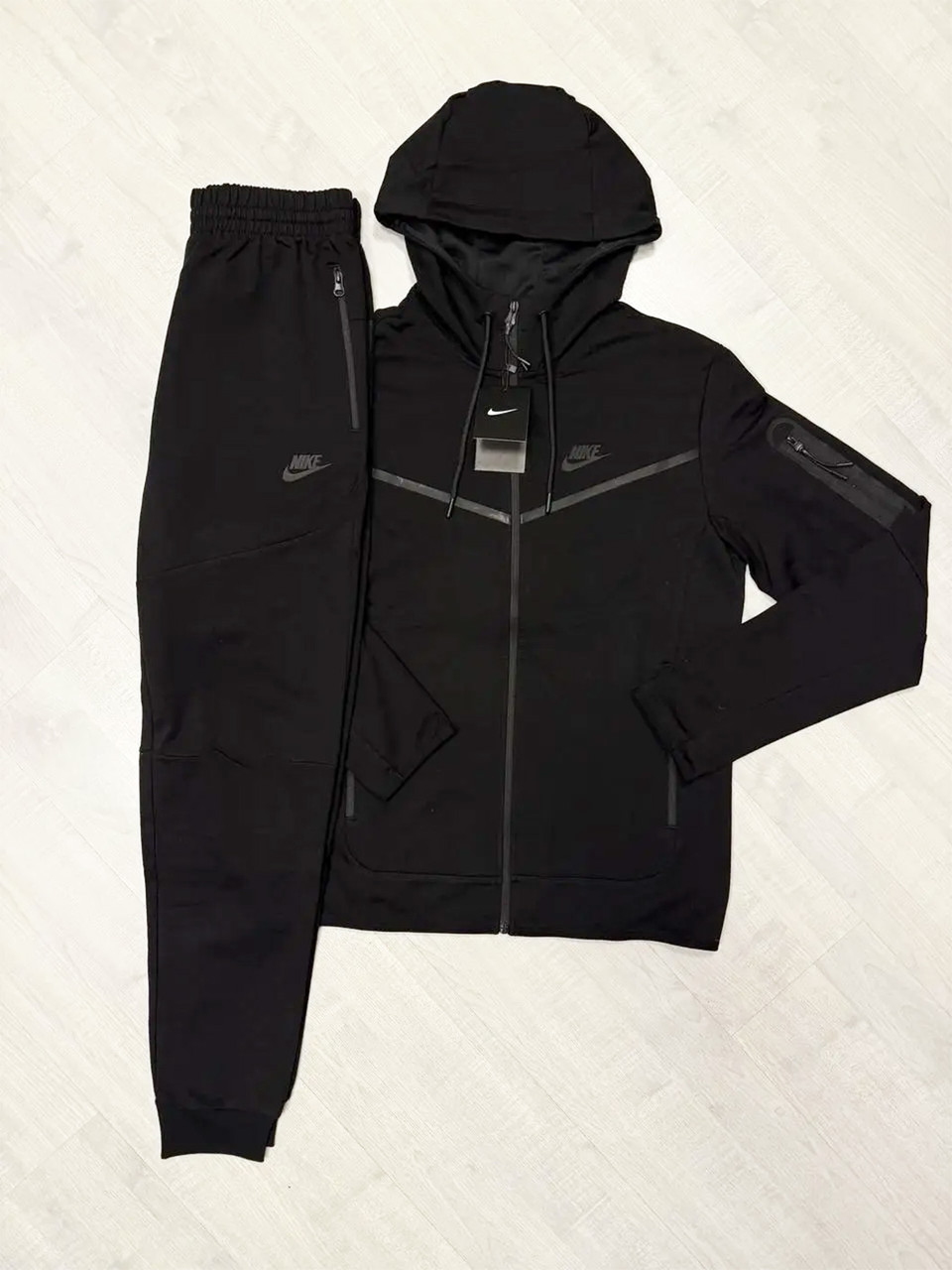 Чоловічий осінній спортивний костюм Nike (2103-Black), Чоловічий костюм Найк весняний чорний. Чоловічий одяг, фото 1