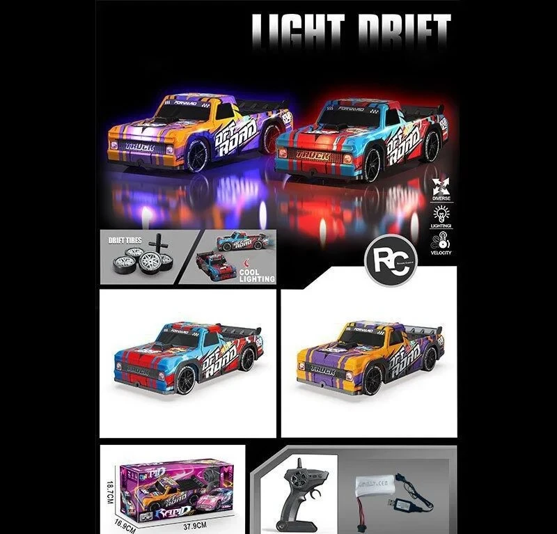 Радіокерована дрифт-машинка (2 різновиди, акумулятор 7.4 V, пульт 2.4 Ghz, підсвітка, викрутка) DH 666-83 D, фото 1