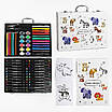 Дитячий набір для малювання та творчого розвитку дитини у валізі 58 елементів олівці фломастери фарби, фото 10