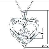 Жіноче намисто з кулоном у формі серця Heart з цирконію Сріблястий, фото 6