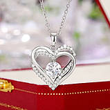 Жіноче намисто з кулоном у формі серця Heart з цирконію Сріблястий, фото 9
