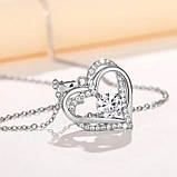Жіноче намисто з кулоном у формі серця Heart з цирконію Сріблястий, фото 4