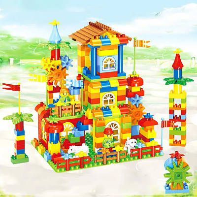 Неймовірний ігровий набір Конструктор для дитини Побудуй великий котедж 308 деталей Великі блоки та фігурки