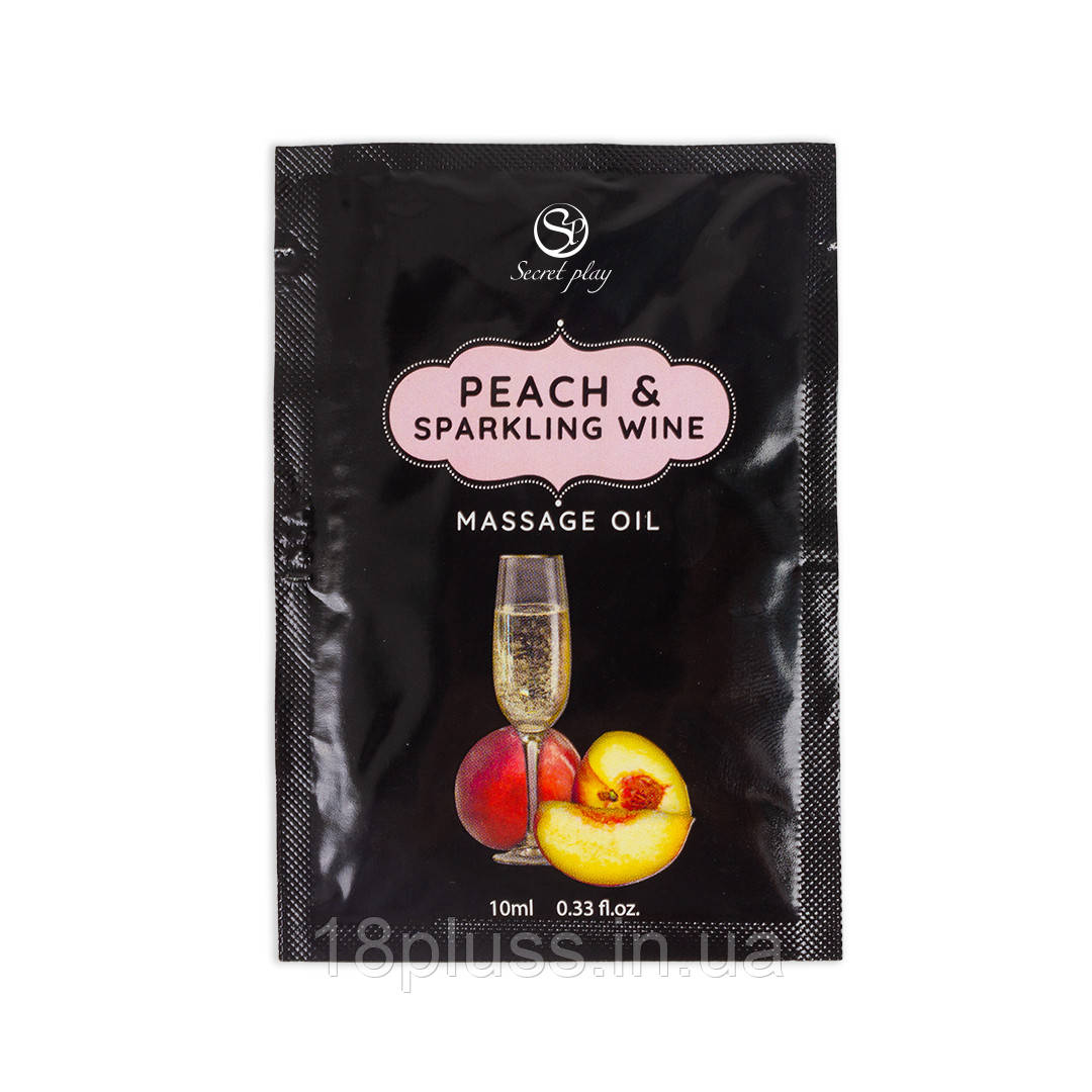 Масажна олійка з ароматом персика та ігристого вина Secret Play Peach & Sparkling Wine Massage Oil, 10 мл, фото 1