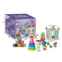 Набір для розвитку 1363 (18) пальчиковий театр, пірамідка, пірамідка з чашечок, кубики, куб із формами, ігри із намистинами, в