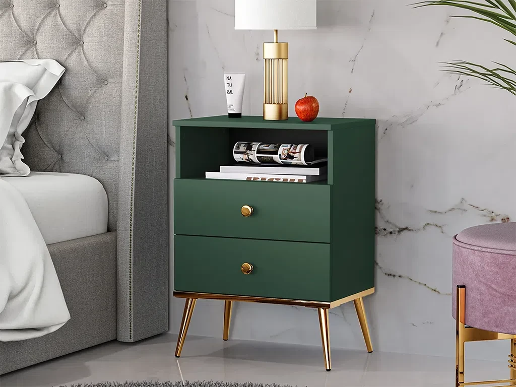 Приліжкова тумба Forest 10 (зелений лабрадор/золотий), фото 1
