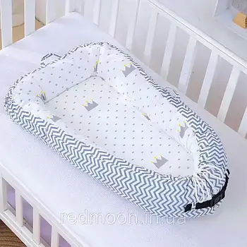 Кокон для новонароджених з матрацом 93х53см, Блакитний / Кокон-гніздечко для дитини / Дитячий кокон для сну