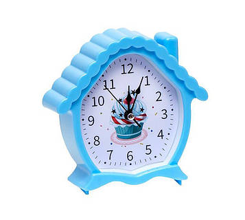 Годинник будильник настільний на батарейках «М'яч» гучність регулюється, розмір 10см, сині