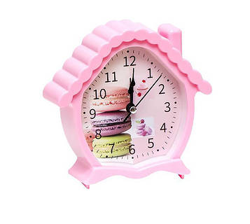 Годинник будильник настільний на батарейках «М'яч» гучність регулюється, розмір 10см, рожеві