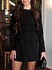Чорна жіноча приталена ошатна коротка сукня з костюмки з корсетною шнурівкою на спині, фото 6