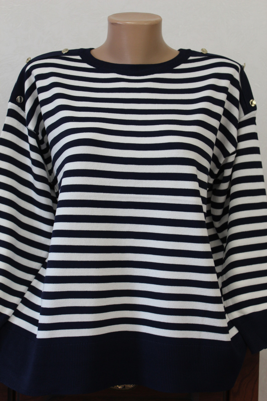 Жіноча кофточка полоска з гудзиками на плечаx, фото 1