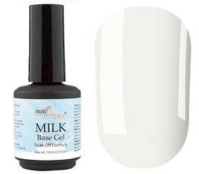 Кольорова база NailApex молочного кольору, 15 мл