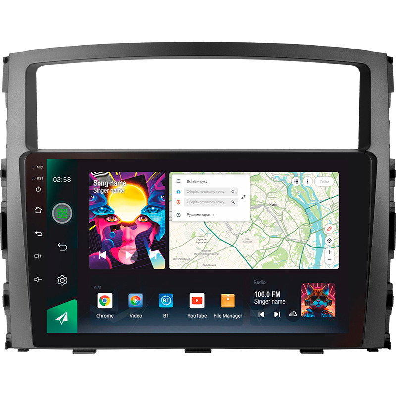 Штатная магнитола Sigma Pro 9464 4+64 Gb Mitsubishi Pajero 4 V80 V90 2006-2024 9'