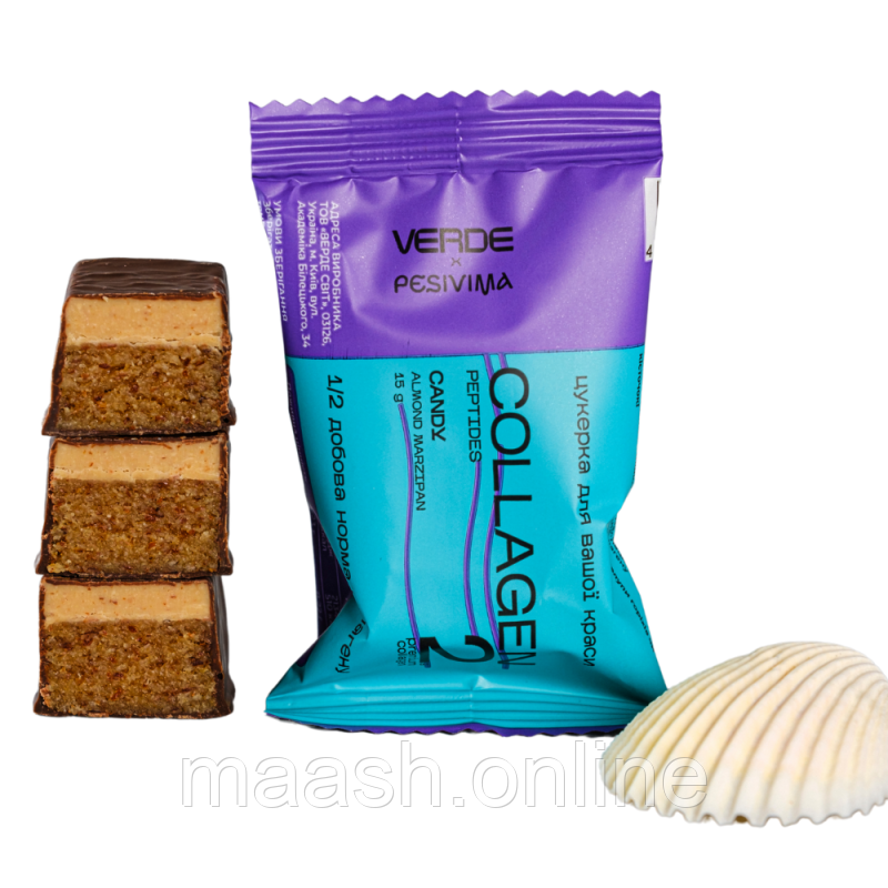 Цукерка COLLAGEN мигдаль-марципан Verde, 15 г