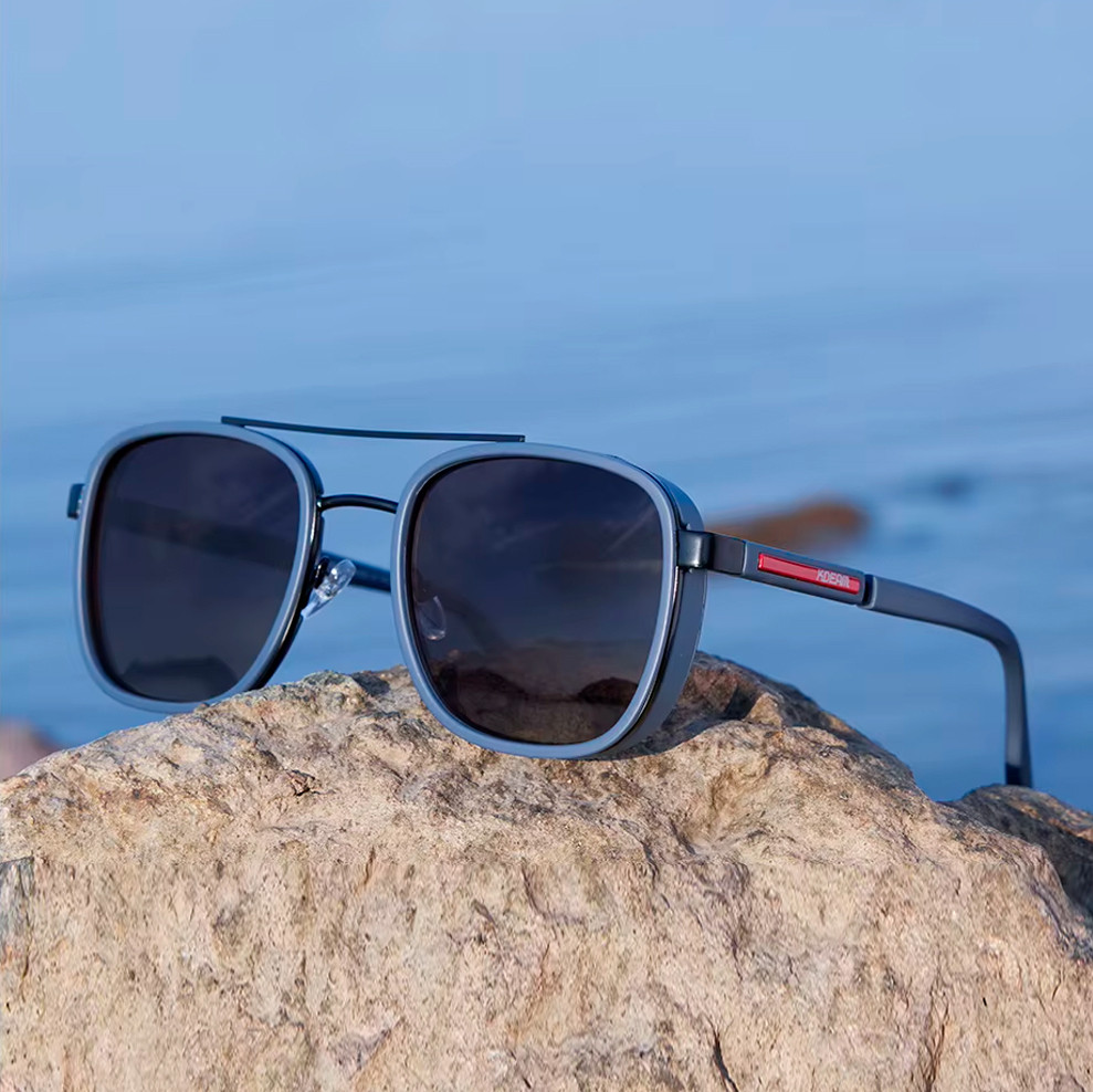 Сонцезахисні Окуляри для водіння Поляризовані KDEAM Shield TR90 для риболовлі з тканинним чохлом Унісекс Сірі