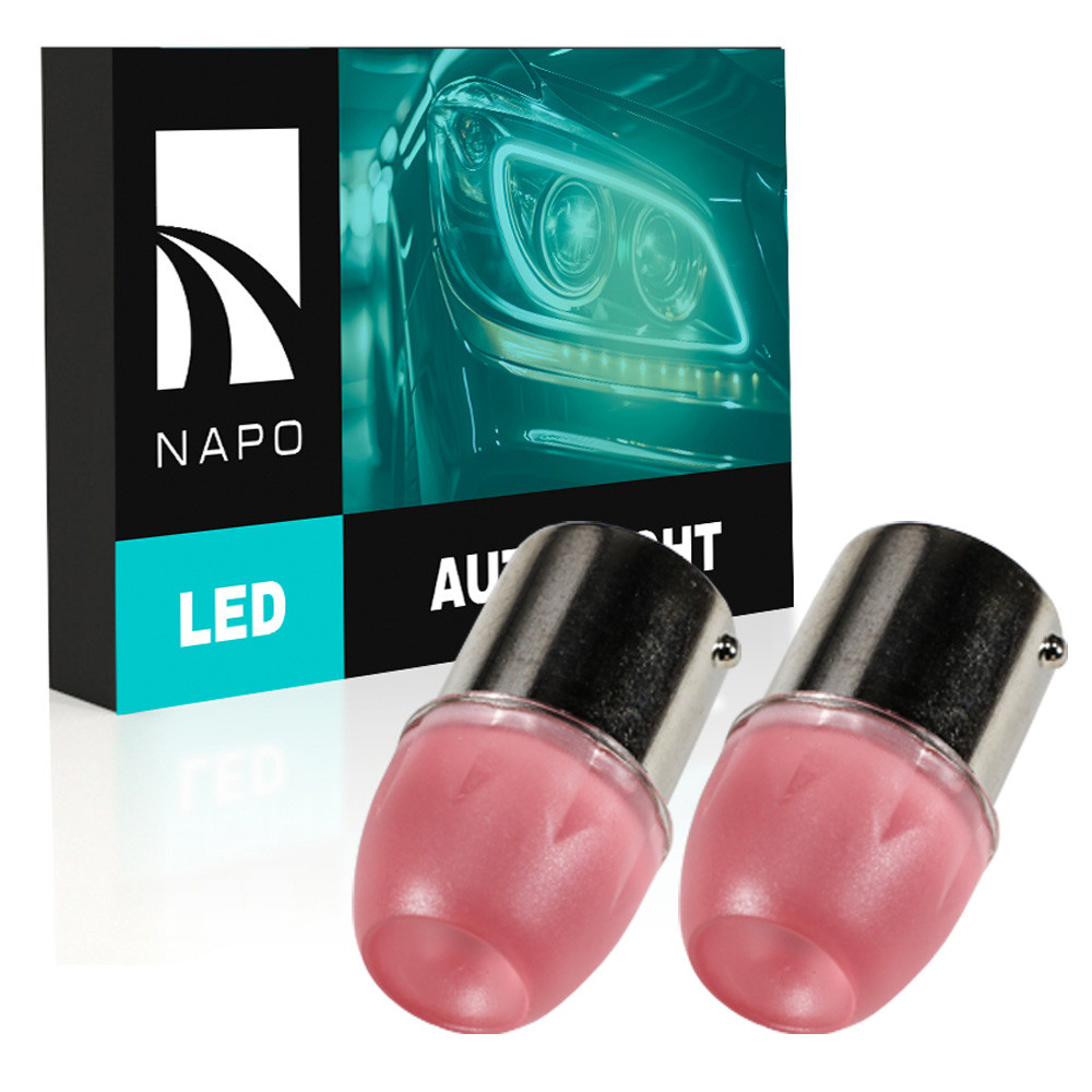Комплект світлодіодних ламп NAPO LED 1156-HP-Lens P21W 1156 BA15S колір світіння червоний 2 шт