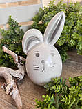 Великоднє яйце-кролик, біле зі сріблом h 13 см, фото 3