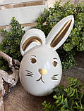 Великоднє яйце-кролик, біле зі сріблом h 13 см, фото 5