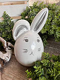 Великоднє яйце-кролик, біле зі сріблом h 13 см, фото 6