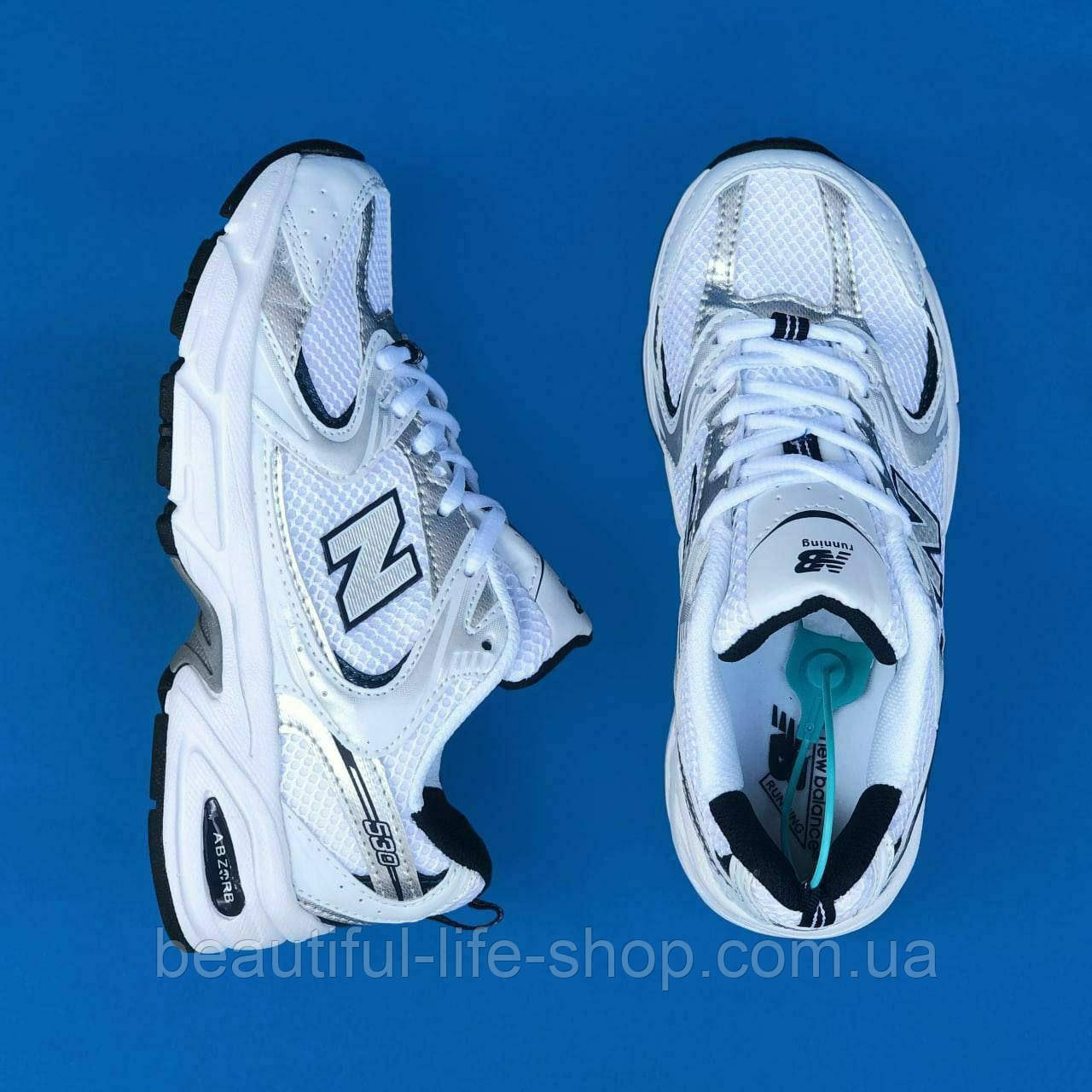 Кросівки чоловічі текстильні New Balance 530 Легкі спортивні бігові кросівки сітка білі з серебром