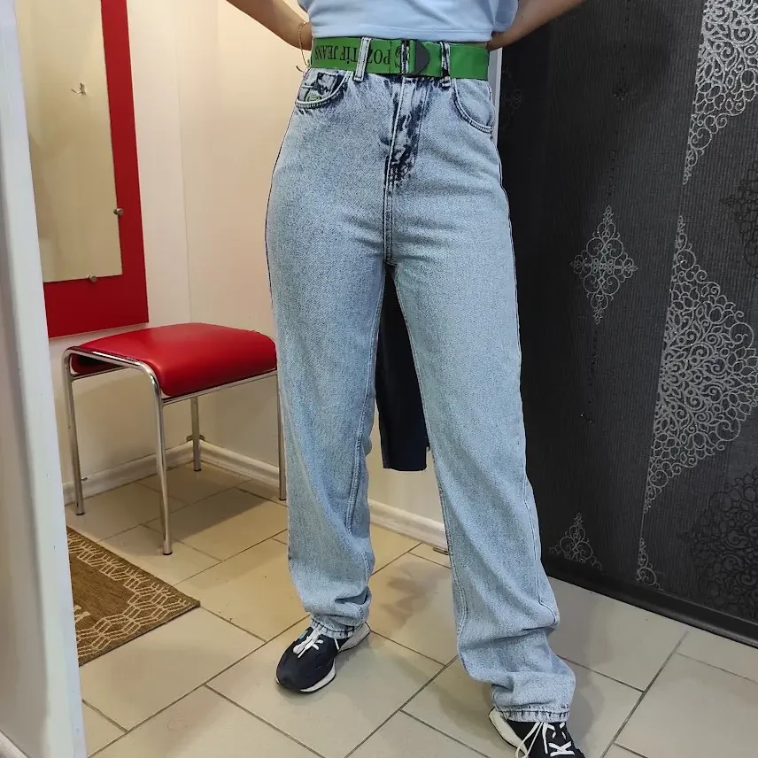 Джинси жіночі прямі труби світлі варені без стрейчу блакитні, фото 1