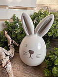 Великоднє яйце-кролик, біле зі сріблом h 13 см, фото 3