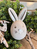 Великоднє яйце-кролик, біле зі сріблом h 13 см, фото 4