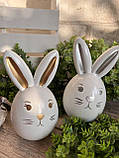 Великоднє яйце-кролик, біле зі сріблом h 13 см, фото 5
