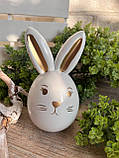 Великоднє яйце-кролик, біле зі сріблом h 13 см, фото 6