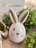Великоднє яйце-кролик, біле із золотом h 13 см, фото 5