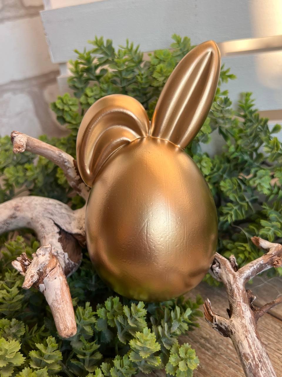 Великоднє яйце-кролик, в золоті h 13 см, фото 1