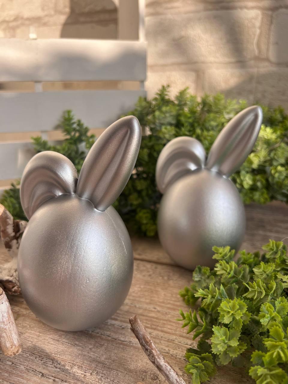 Великоднє яйце-кролик, в сріблі h 13 см, фото 1
