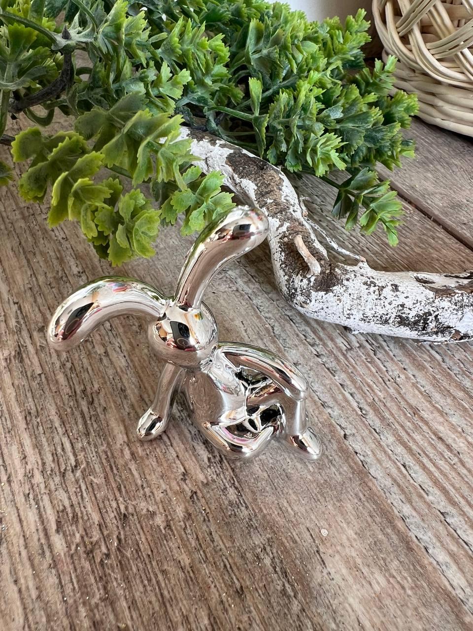 Великодній кролик для прикраси, срібло h 6 см, фото 1