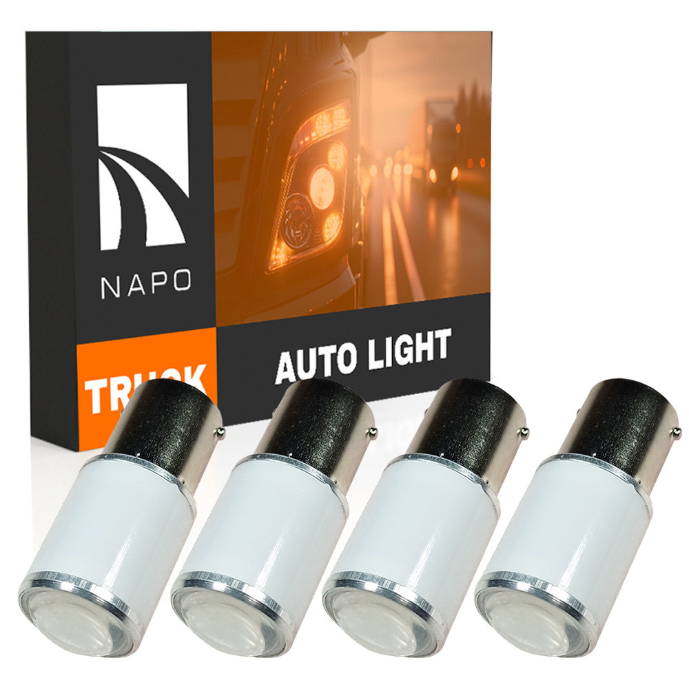 Комплект світлодіодних ламп NAPO TRUCK 1156-3030-6smd-Lens 24V P21W 1156 BA15S колір світіння білий 4 шт