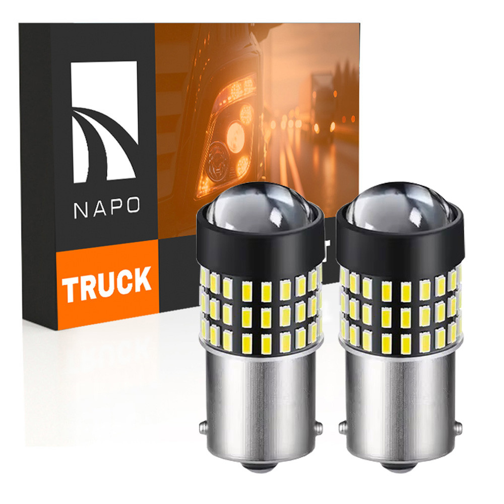 Комплект світлодіодних ламп NAPO TRUCK 1156-3014-54smd-Lens 24V P21W 1156 BA15S колір світіння білий 2 шт