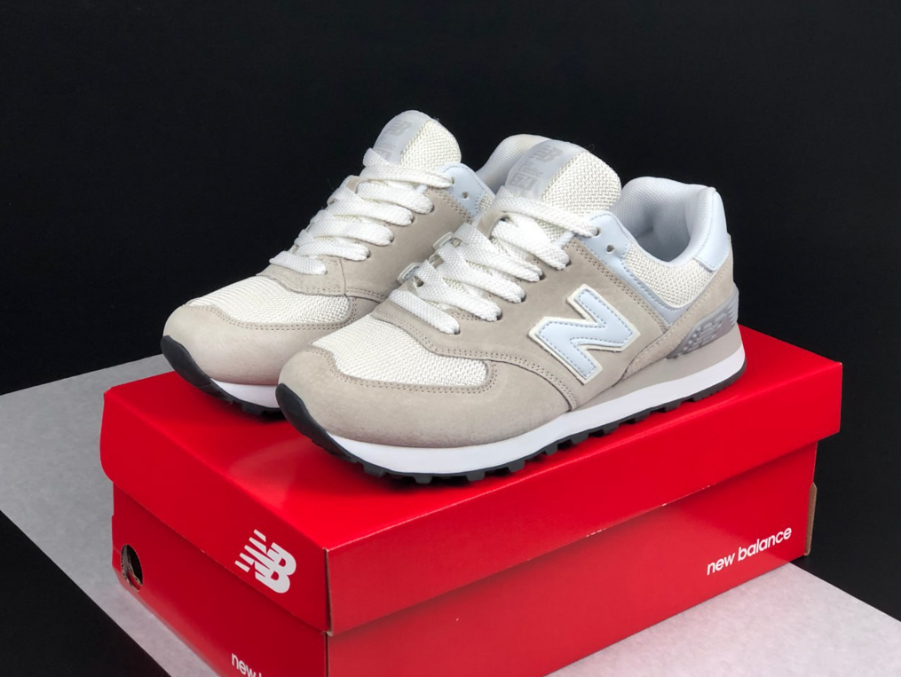 Жіночі кросівки New Balance 574 beige бежеві взуття Нью Беланс замшеві весна осінь