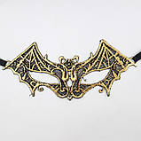 Маска карнавальна Кажан one size золотистий, фото 3