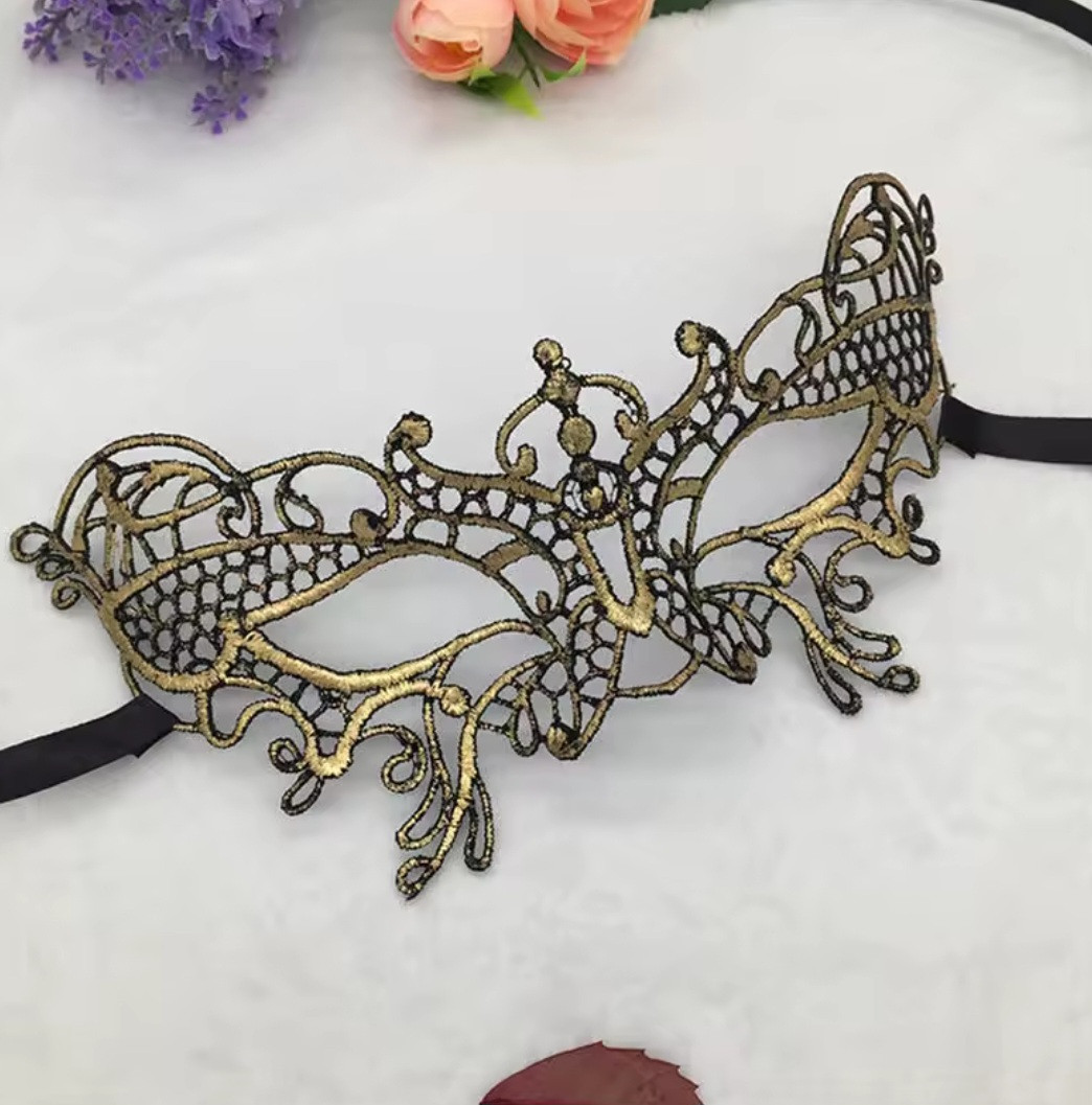 Ажурна маска на очі one size золотистий, фото 1