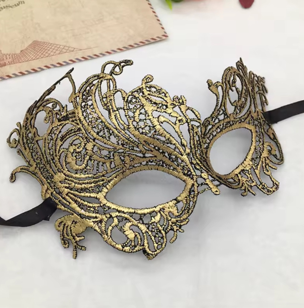 Ажурна маска на обличчя one size золотистий, фото 1