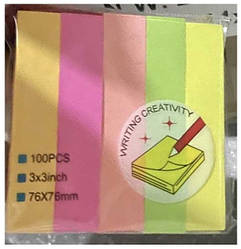 Клейкий папір для нотаток 76х76мм. Закладки-стикери.Бугага з липким шаром. Стикер-закладки