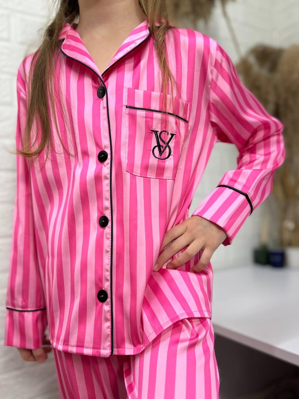 Стильна дитяча шовкова піжама у полоску, фото 1