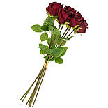 Штучні квіти зв'язка троянд, 8 бутонів, марсал, 53 см., фото 2