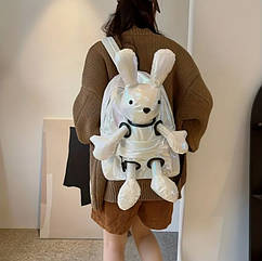 Модний голограмний рюкзак із Зайцем Кроликом  Білий Exclusive