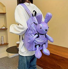 Модний голограмний рюкзак Заєць Кролик  Фіилетовий Exclusive