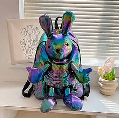 Модний голограмний рюкзак Заєць Кролик  Зелений Exclusive